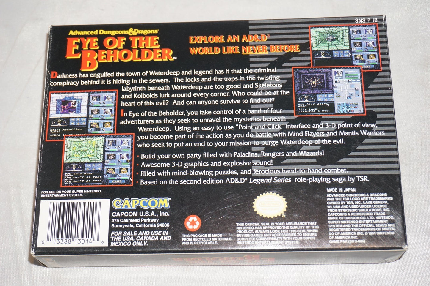 Advanced Dungeons & Dragons Eye of Beholder (Super Nintendo SNES) Complete CIB