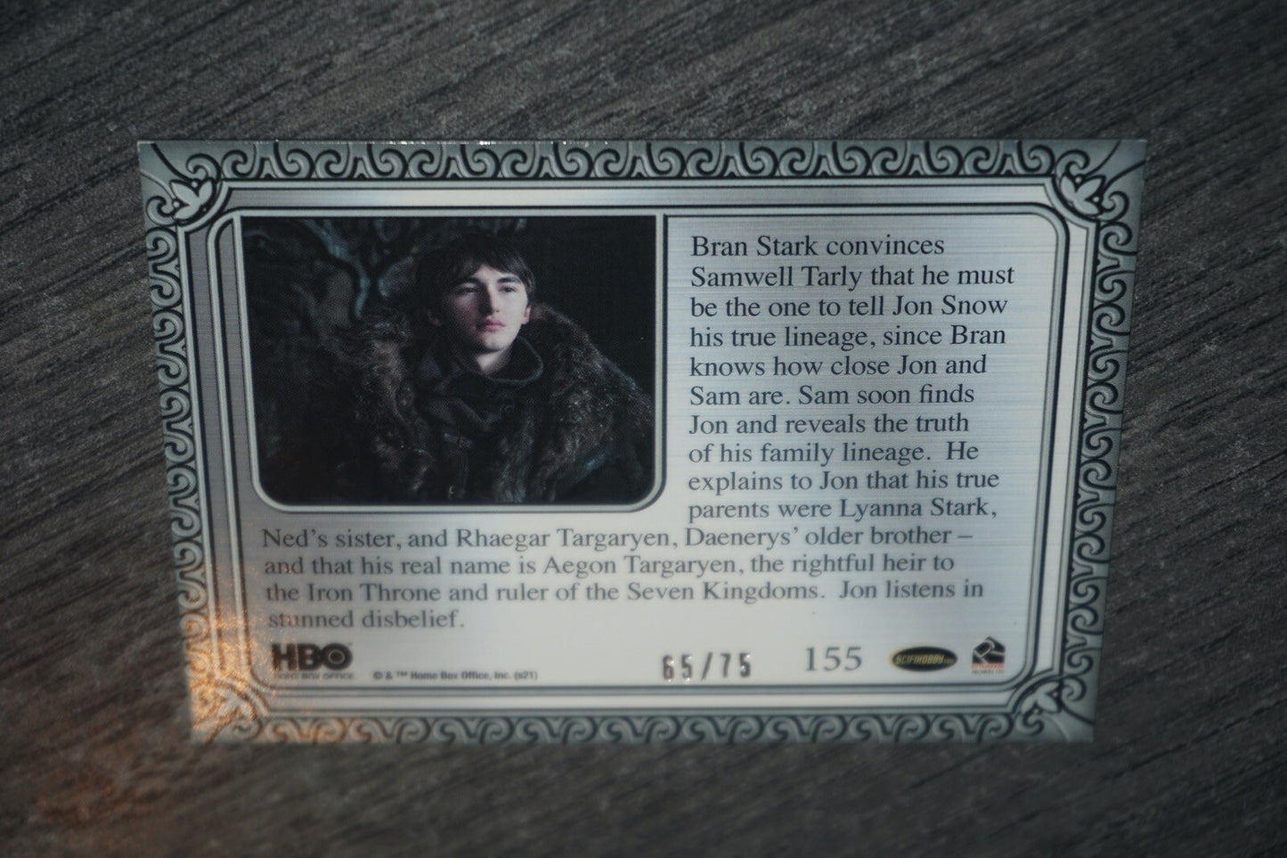Jon Snow Learns His True Ancestry 155 65/75 Game of Thrones Inflexions Silver