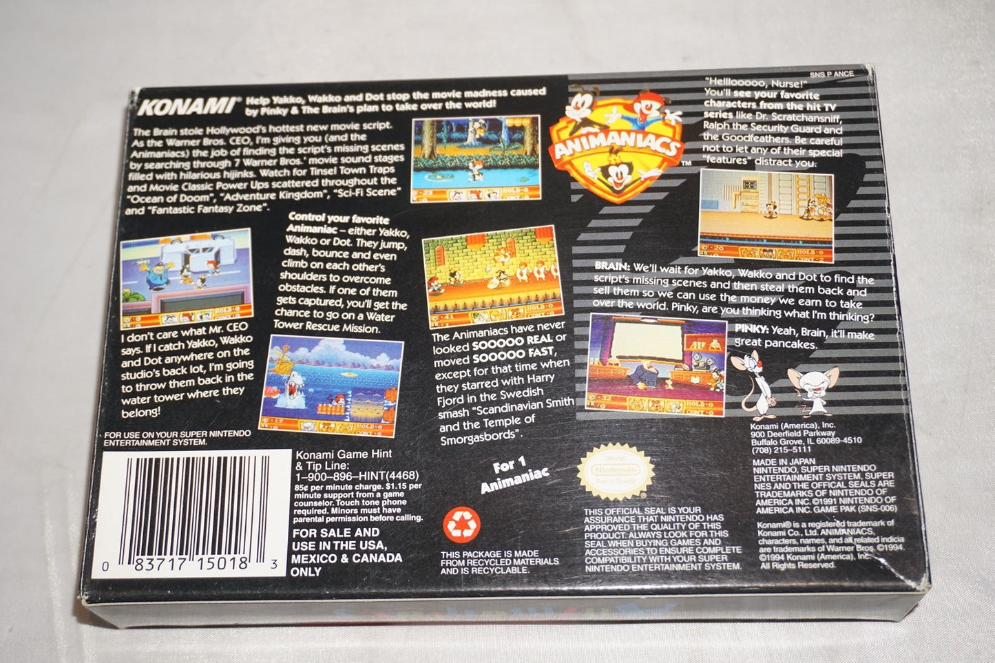 Animaniacs (Super Nintendo SNES) Complete in Box CIB