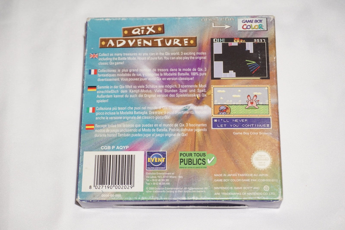 Qix Adventure (Gameboy Color Game Boy GBC) Complete CIB PAL Import