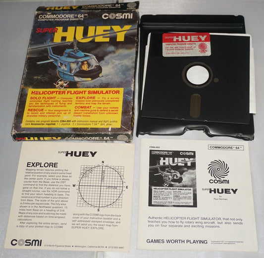 Super Huey (Commodore 64) Complete in Box CIB
