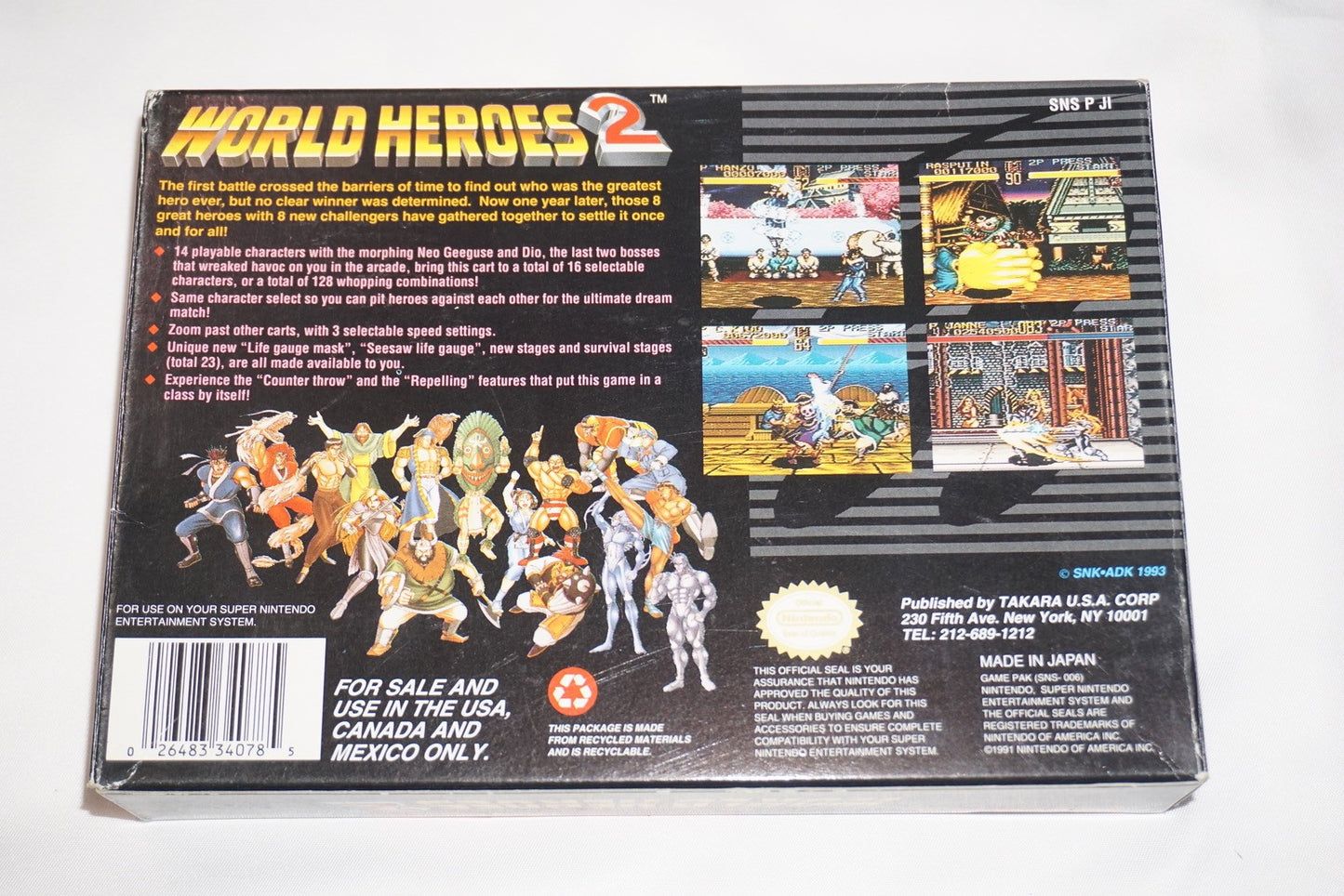 World Heroes 2 (Super Nintendo SNES) Complete in Box CIB