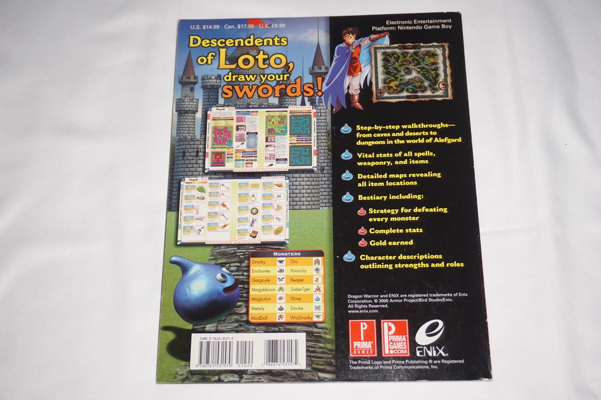 Dragon Warrior I & II Prima Official Strategy Guide Nintendo Game Boy Color 1 2