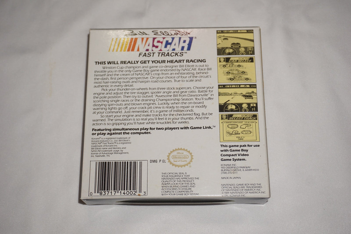 Bill Elliott’s Nascar Fast Track (Nintendo Game Boy) Complete in Box w/ Reg CIB