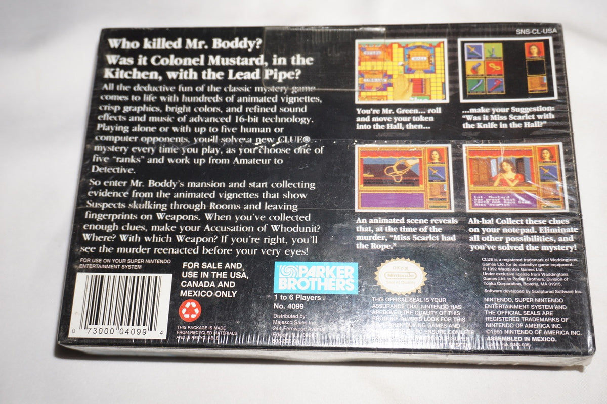 Clue (Super Nintendo SNES) NEW Sealed