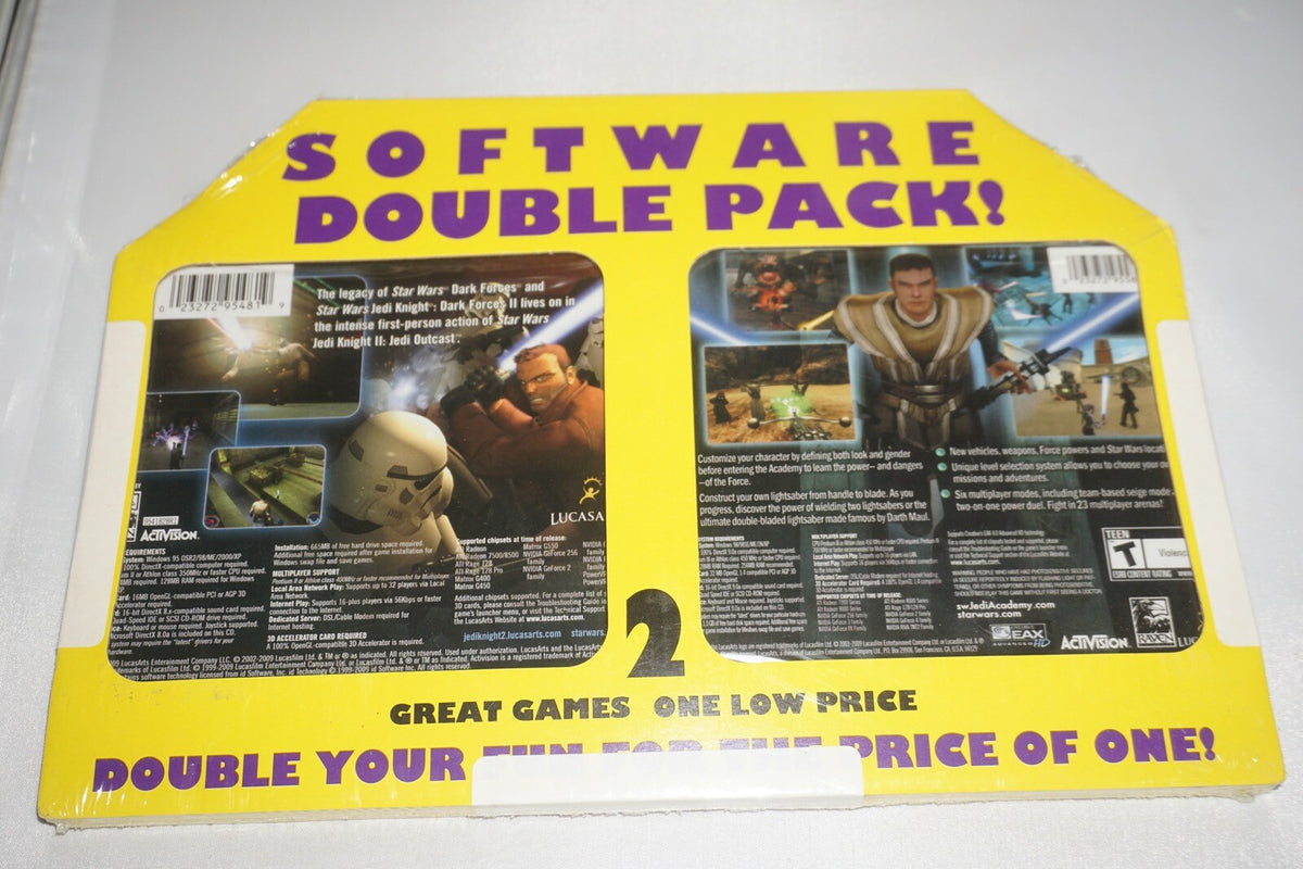 Star Wars Jedi Knight Academy Outcast 1 & 2 (PC DVD Rom) NEW Sealed Double Pack