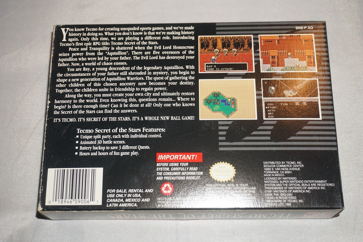 Tecmo Secret of the Stars (Super Nintendo SNES) Complete in Box CIB