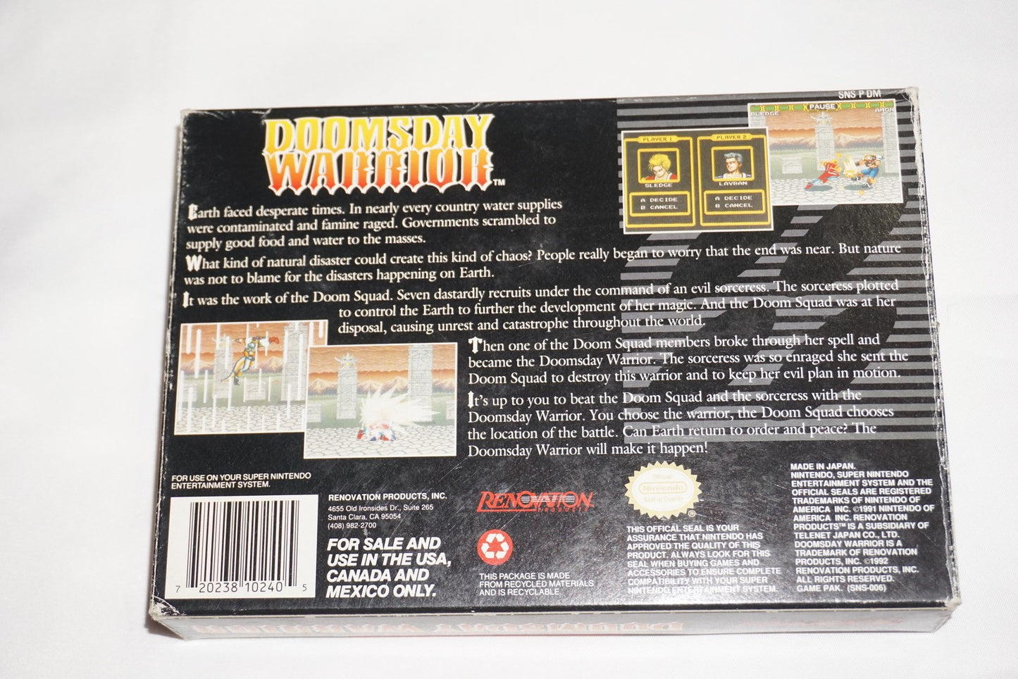 Doomsday Warrior (Super Nintendo SNES) Complete in Box CIB