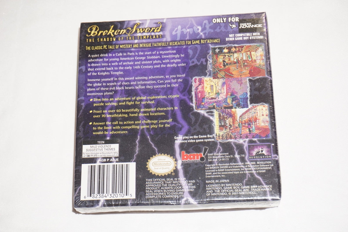 Broken Sword Shadow of Templars (Nintendo Game Boy Advance GBA) NEW Sealed